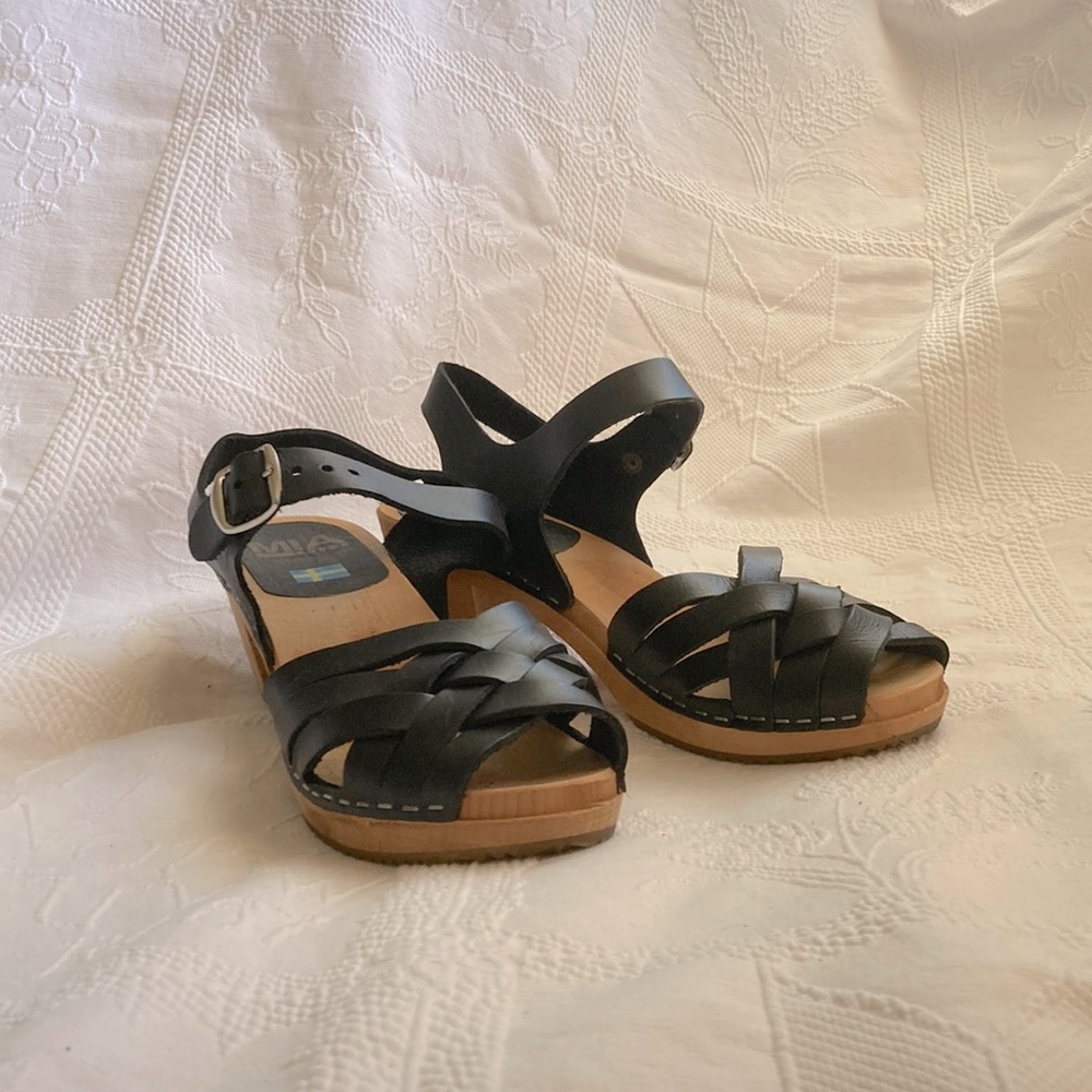 MIA Leather Clog, Wood Sole, Size 39 (US Size 8.5)